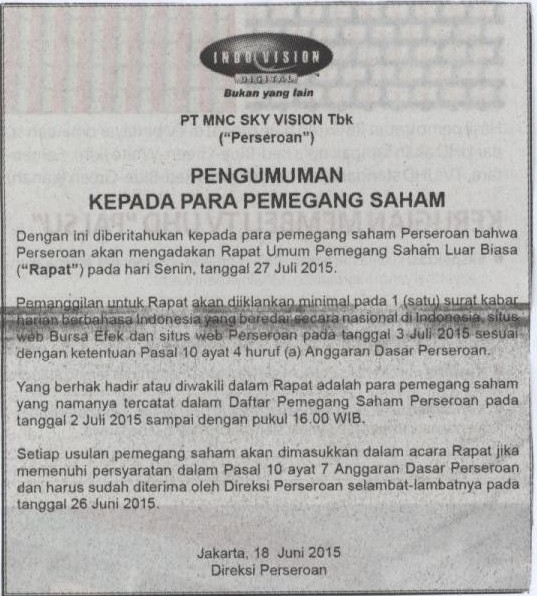 MNC Vision | Newsref | Detail | Iklan Pengumuman Rupslb 2014
