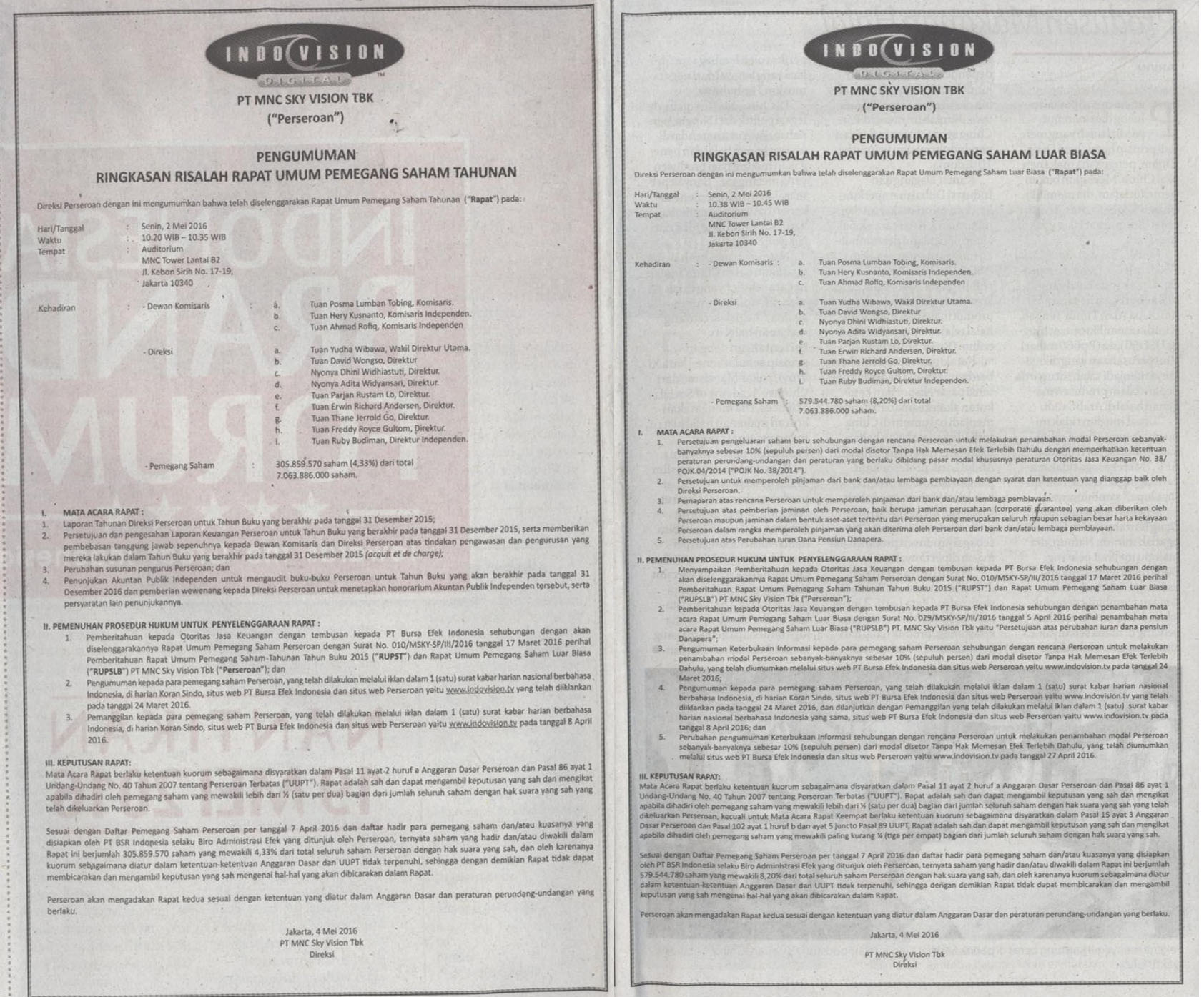 Newsref | Detail | Iklan Ringkasan Risalah Rupst Dan Rupslb 2015