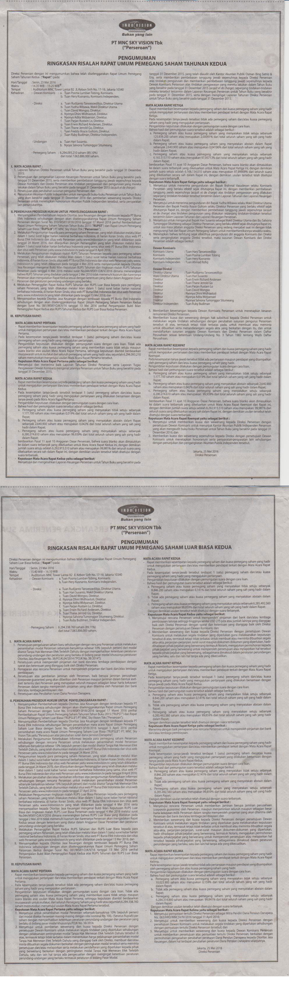 Newsref | Detail | Iklan Ringkasan Risalah Rupst Rupslb Kedua 2015